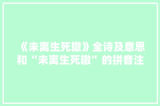 《未离生死辙》全诗及意思和“未离生死辙”的拼音注释