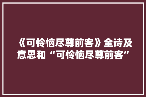 《可怜恼尽尊前客》全诗及意思和“可怜恼尽尊前客”的拼音注释 诗词鉴赏