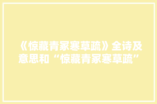 《惊藏青冢寒草疏》全诗及意思和“惊藏青冢寒草疏”的拼音注释