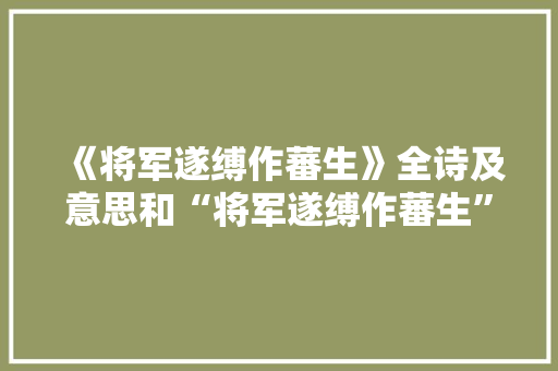 《将军遂缚作蕃生》全诗及意思和“将军遂缚作蕃生”的拼音注释 诗词鉴赏
