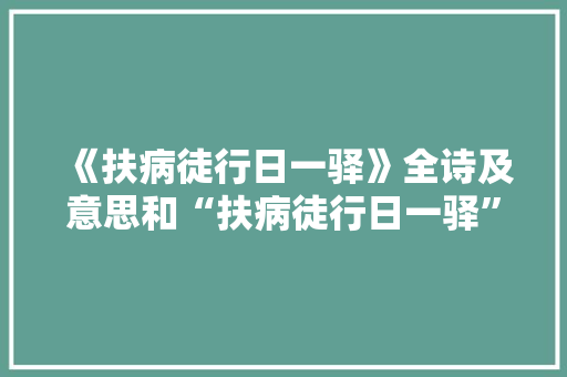 《扶病徒行日一驿》全诗及意思和“扶病徒行日一驿”的拼音注释