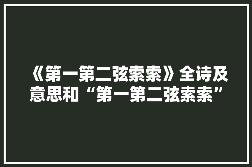 《第一第二弦索索》全诗及意思和“第一第二弦索索”的拼音注释 诗词鉴赏