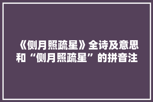 《侧月照疏星》全诗及意思和“侧月照疏星”的拼音注释