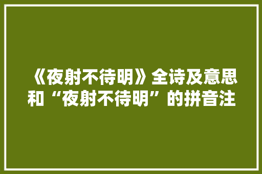 《夜射不待明》全诗及意思和“夜射不待明”的拼音注释 诗词鉴赏