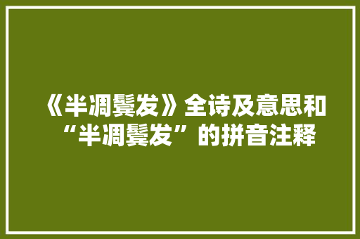 《半凋鬓发》全诗及意思和“半凋鬓发”的拼音注释