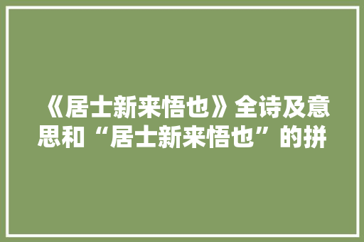 《居士新来悟也》全诗及意思和“居士新来悟也”的拼音注释