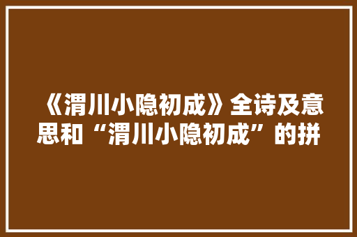 《渭川小隐初成》全诗及意思和“渭川小隐初成”的拼音注释