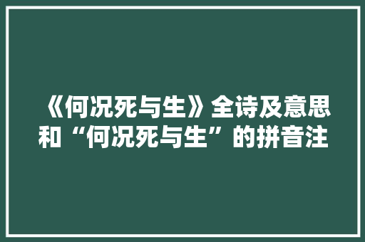 《何况死与生》全诗及意思和“何况死与生”的拼音注释 诗词鉴赏