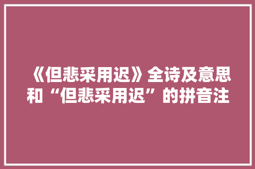 《但悲采用迟》全诗及意思和“但悲采用迟”的拼音注释 诗词鉴赏