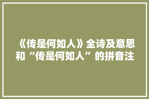 《传是何如人》全诗及意思和“传是何如人”的拼音注释