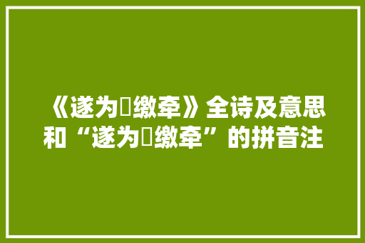 《遂为矰缴牵》全诗及意思和“遂为矰缴牵”的拼音注释