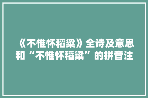 《不惟怀稻粱》全诗及意思和“不惟怀稻粱”的拼音注释