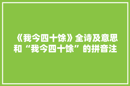 《我今四十馀》全诗及意思和“我今四十馀”的拼音注释 诗词鉴赏