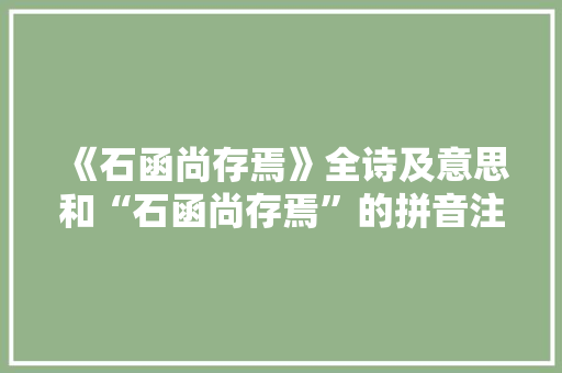 《石函尚存焉》全诗及意思和“石函尚存焉”的拼音注释 诗词鉴赏