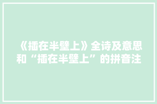 《插在半壁上》全诗及意思和“插在半壁上”的拼音注释 诗词鉴赏