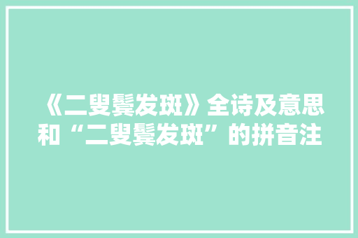 《二叟鬓发斑》全诗及意思和“二叟鬓发斑”的拼音注释