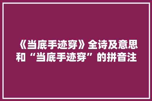 《当底手迹穿》全诗及意思和“当底手迹穿”的拼音注释 诗词鉴赏