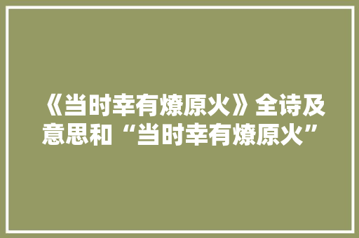 《当时幸有燎原火》全诗及意思和“当时幸有燎原火”的拼音注释 诗词鉴赏