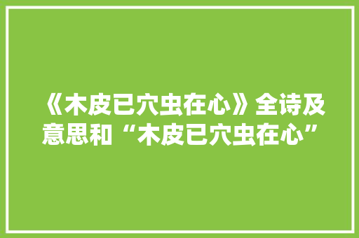 《木皮已穴虫在心》全诗及意思和“木皮已穴虫在心”的拼音注释 诗词鉴赏