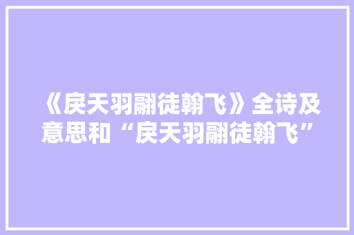 《戾天羽翮徒翰飞》全诗及意思和“戾天羽翮徒翰飞”的拼音注释 诗词鉴赏