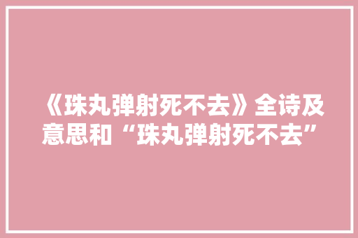 《珠丸弹射死不去》全诗及意思和“珠丸弹射死不去”的拼音注释 诗词鉴赏