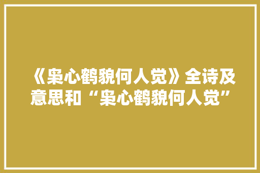 《枭心鹤貌何人觉》全诗及意思和“枭心鹤貌何人觉”的拼音注释