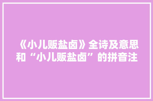 《小儿贩盐卤》全诗及意思和“小儿贩盐卤”的拼音注释 诗词鉴赏