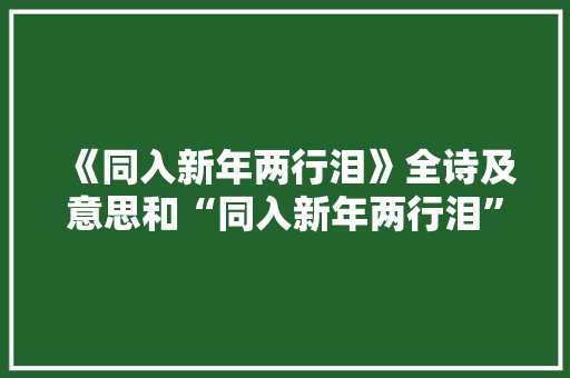 《同入新年两行泪》全诗及意思和“同入新年两行泪”的拼音注释 诗词鉴赏