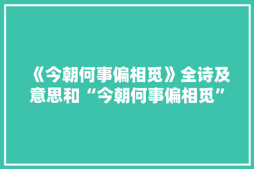 《今朝何事偏相觅》全诗及意思和“今朝何事偏相觅”的拼音注释