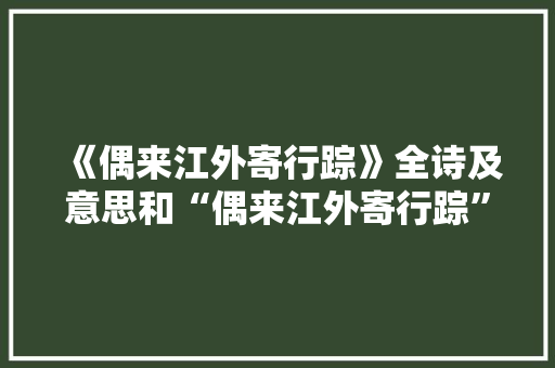 《偶来江外寄行踪》全诗及意思和“偶来江外寄行踪”的拼音注释 诗词鉴赏