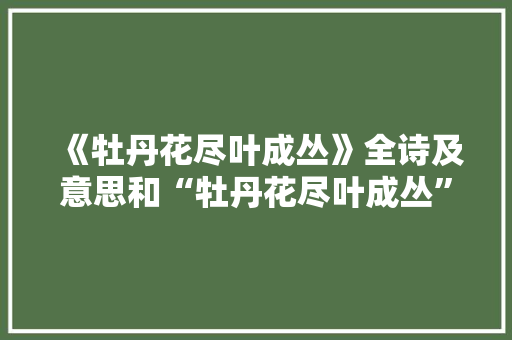 《牡丹花尽叶成丛》全诗及意思和“牡丹花尽叶成丛”的拼音注释 诗词鉴赏