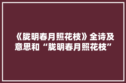 《胧明春月照花枝》全诗及意思和“胧明春月照花枝”的拼音注释