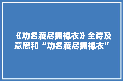 《功名藏尽拥禅衣》全诗及意思和“功名藏尽拥禅衣”的拼音注释