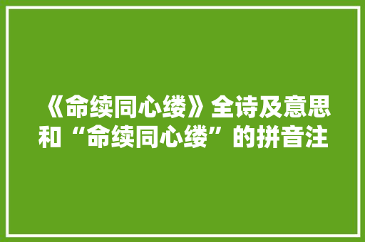 《命续同心缕》全诗及意思和“命续同心缕”的拼音注释