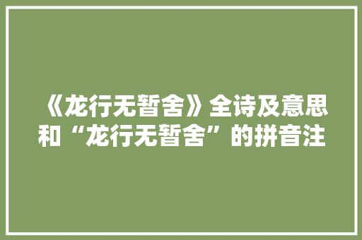 《龙行无暂舍》全诗及意思和“龙行无暂舍”的拼音注释 诗词鉴赏