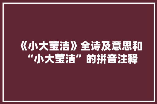 《小大莹洁》全诗及意思和“小大莹洁”的拼音注释 诗词鉴赏