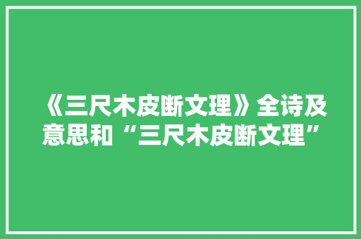 《三尺木皮断文理》全诗及意思和“三尺木皮断文理”的拼音注释
