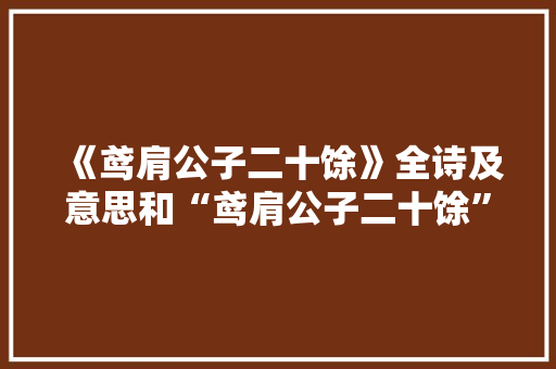 《鸢肩公子二十馀》全诗及意思和“鸢肩公子二十馀”的拼音注释 诗词鉴赏