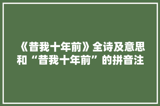 《昔我十年前》全诗及意思和“昔我十年前”的拼音注释 诗词鉴赏