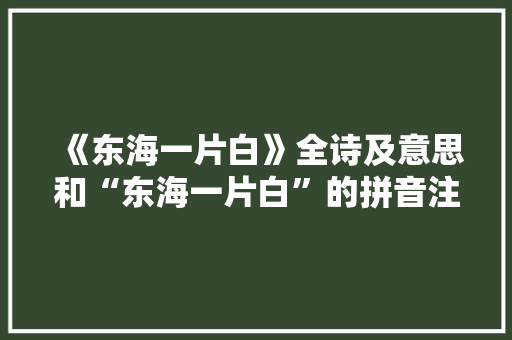 《东海一片白》全诗及意思和“东海一片白”的拼音注释