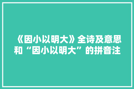 《因小以明大》全诗及意思和“因小以明大”的拼音注释 诗词鉴赏