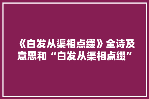 《白发从渠相点缀》全诗及意思和“白发从渠相点缀”的拼音注释