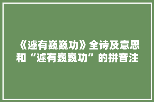 《遽有巍巍功》全诗及意思和“遽有巍巍功”的拼音注释