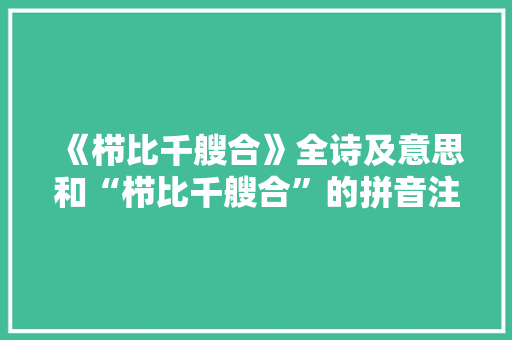 《栉比千艘合》全诗及意思和“栉比千艘合”的拼音注释 诗词鉴赏
