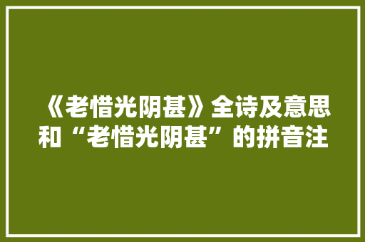 《老惜光阴甚》全诗及意思和“老惜光阴甚”的拼音注释