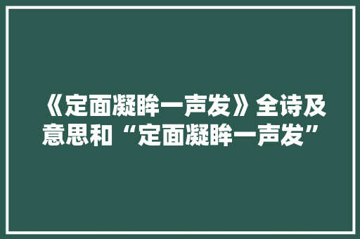 《定面凝眸一声发》全诗及意思和“定面凝眸一声发”的拼音注释