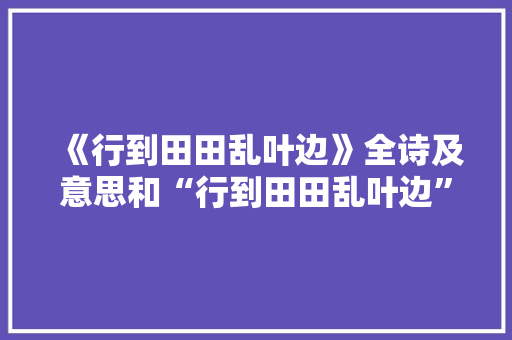 《行到田田乱叶边》全诗及意思和“行到田田乱叶边”的拼音注释