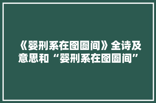《婴刑系在囹圄间》全诗及意思和“婴刑系在囹圄间”的拼音注释
