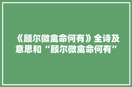 《顾尔微禽命何有》全诗及意思和“顾尔微禽命何有”的拼音注释 诗词鉴赏