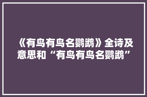 《有鸟有鸟名鹦鹉》全诗及意思和“有鸟有鸟名鹦鹉”的拼音注释